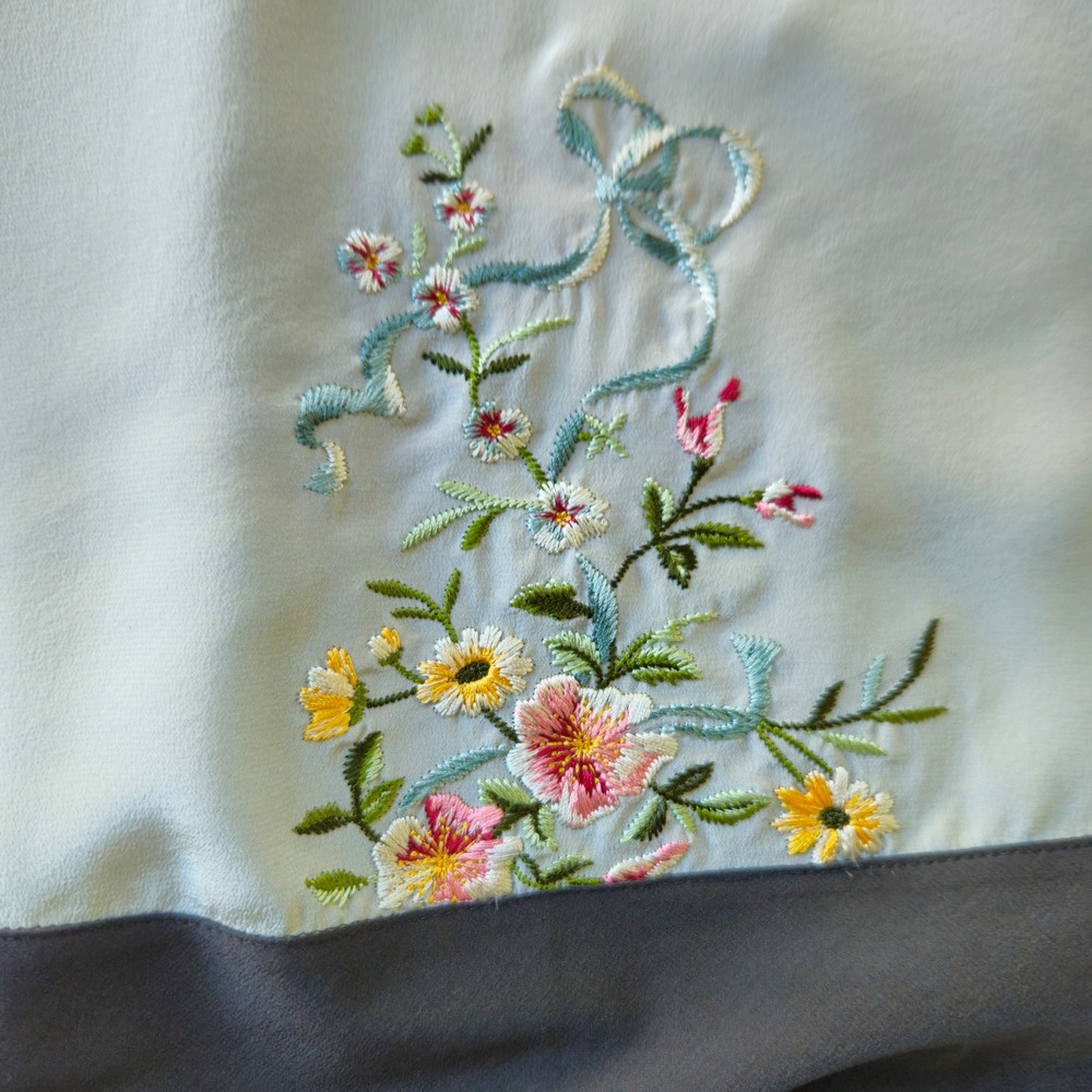 Anthropologie Floreat Dress 10 acts 8 Garden Floral Embroidered 100% Silk Fairy - Picture 8 of 10
